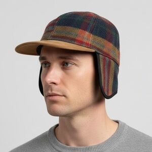 Vintage Eddie Bauer Plaid Wool Cap w/ Earflaps - XL, Unisex 🇺🇸